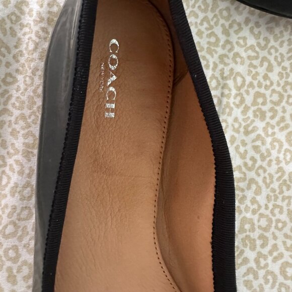 Coach NWOT Lara black patent leather ballet flats with bow - Picture 3 of 11